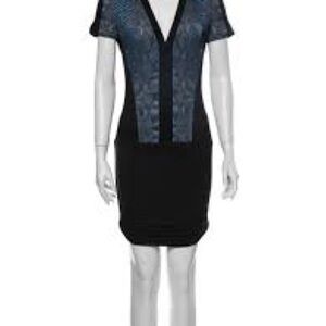 Barbara Bui Elegant Black and Blue Mini Dress